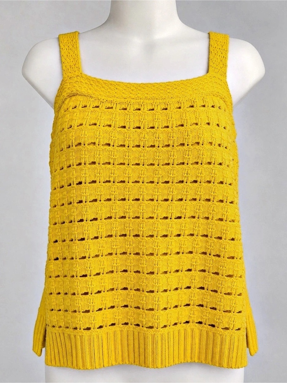 Sonoma Goods for Life Yellow Open Knit Sweater Tank Top Medium